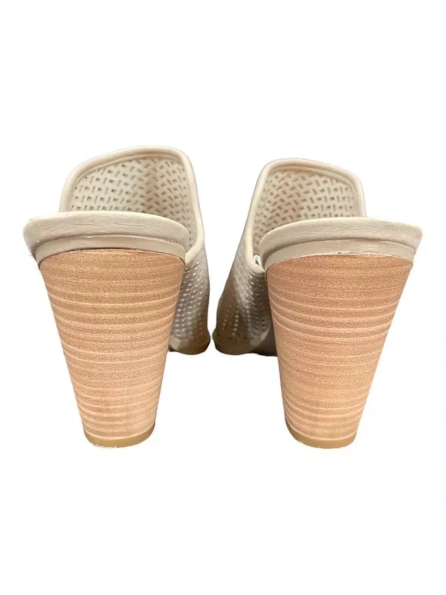Heel Woven Mules Womens 9 On Heeled Slip Shoes Hudson Leather Block Ivory Padded Almond VITA DOLCE Toe