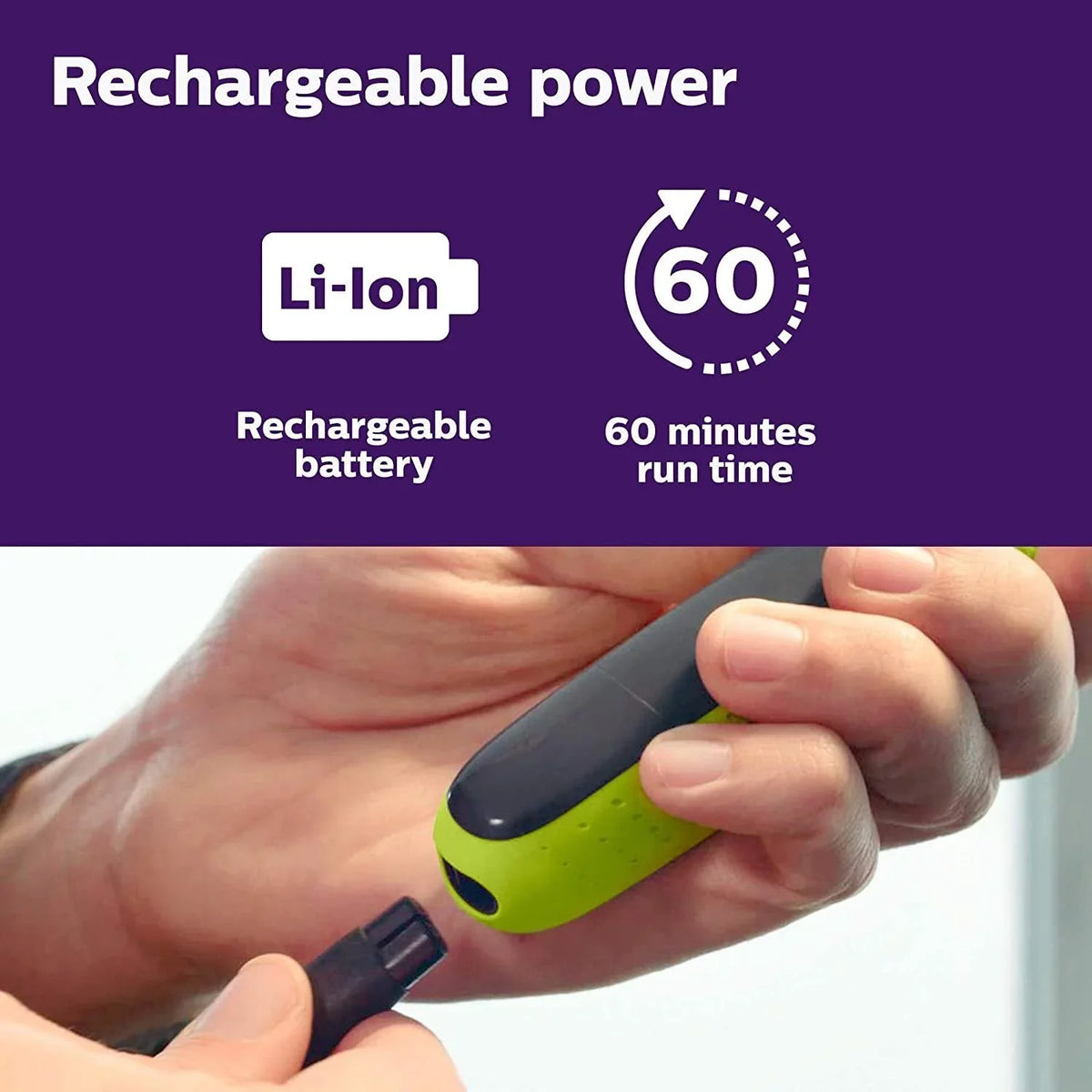 Trimmer, Cordless and Face Body Philips Rechargeable Battery, Electric - Green