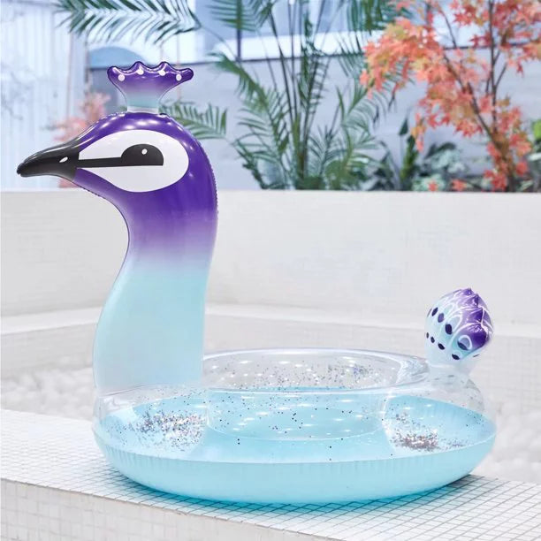 Water with Fast Pool Valves | Raft Peacock Glitter Lounge 48 Toys Float Swimming Game Party Kids Beach Decorative air-filled Designed Pool Inch Alin Summer for