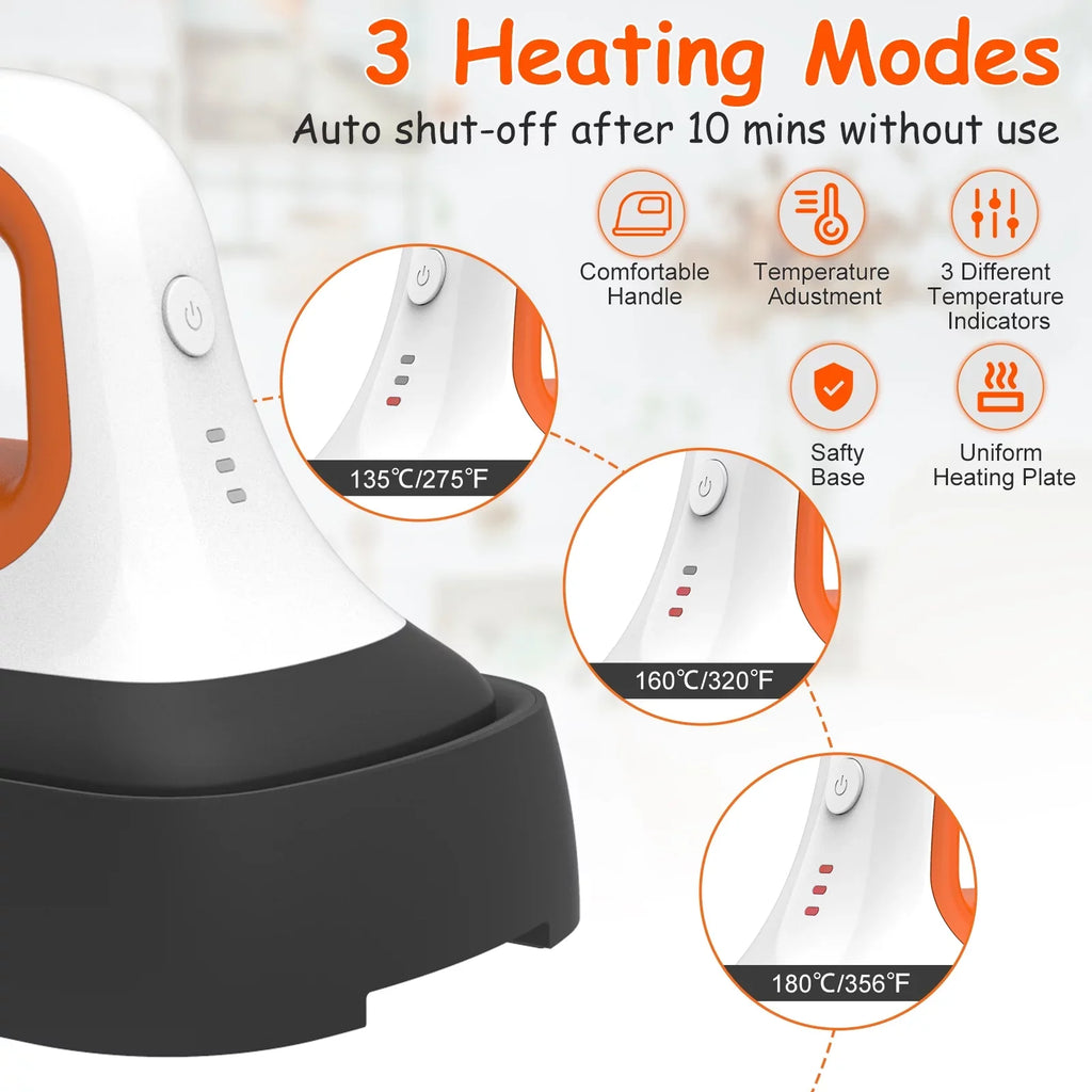 7" Iron for Heat Clothes Heating T-Shirt Fast 3.8" Mini Machine Bags, Heat Machine * Transfer Hat Orange with Press in mobile
