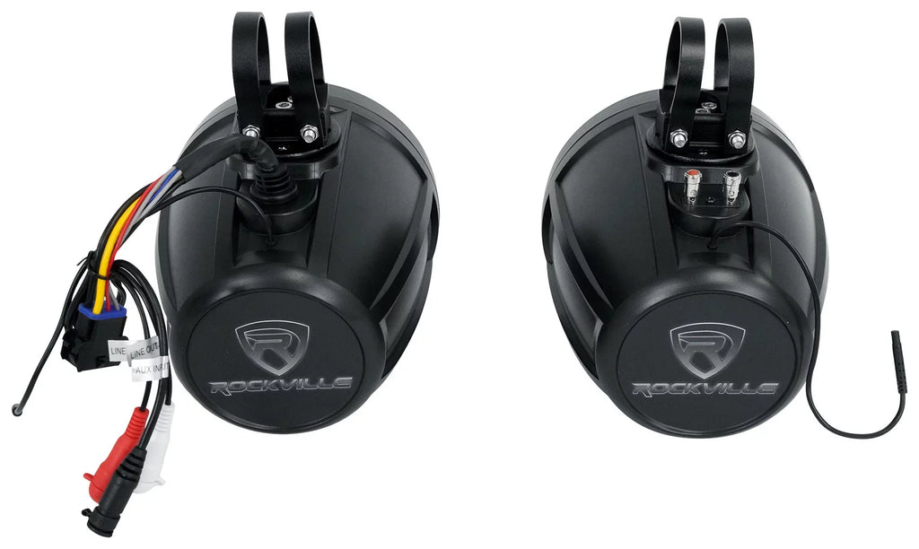 Rockville PT65BR LED 6.5 (4) inch ATV/UTV/RZR Powered For Tower Speakers Bluetooth