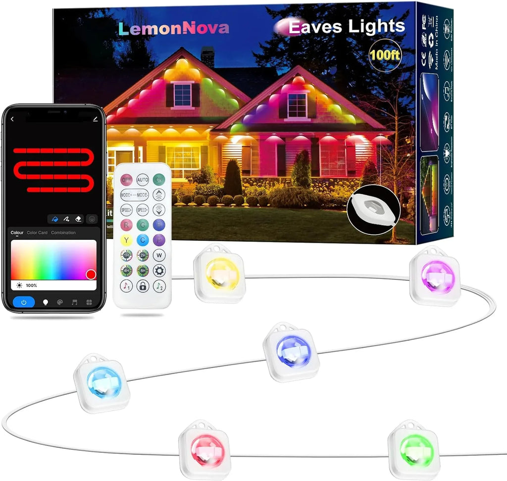 for with Eaves IP67 Lights Lights and Modes, RGB Remote Lights, LED Using, Permanent 100ft Scene Alexa with 72 Suitable DIY Holiday Work Outdoor Daily Waterproof, Outdoor & with