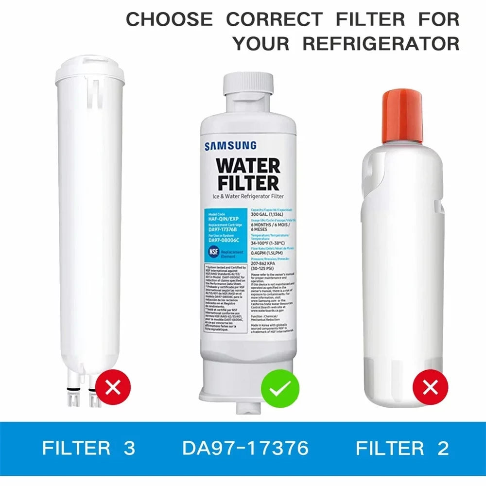 DA97-08006C 3 Water Filter Refrigerator HAF-QIN/EXP, Replacement HAF-QIN, Pack DA97-17376B BRF365200AP/AA,
