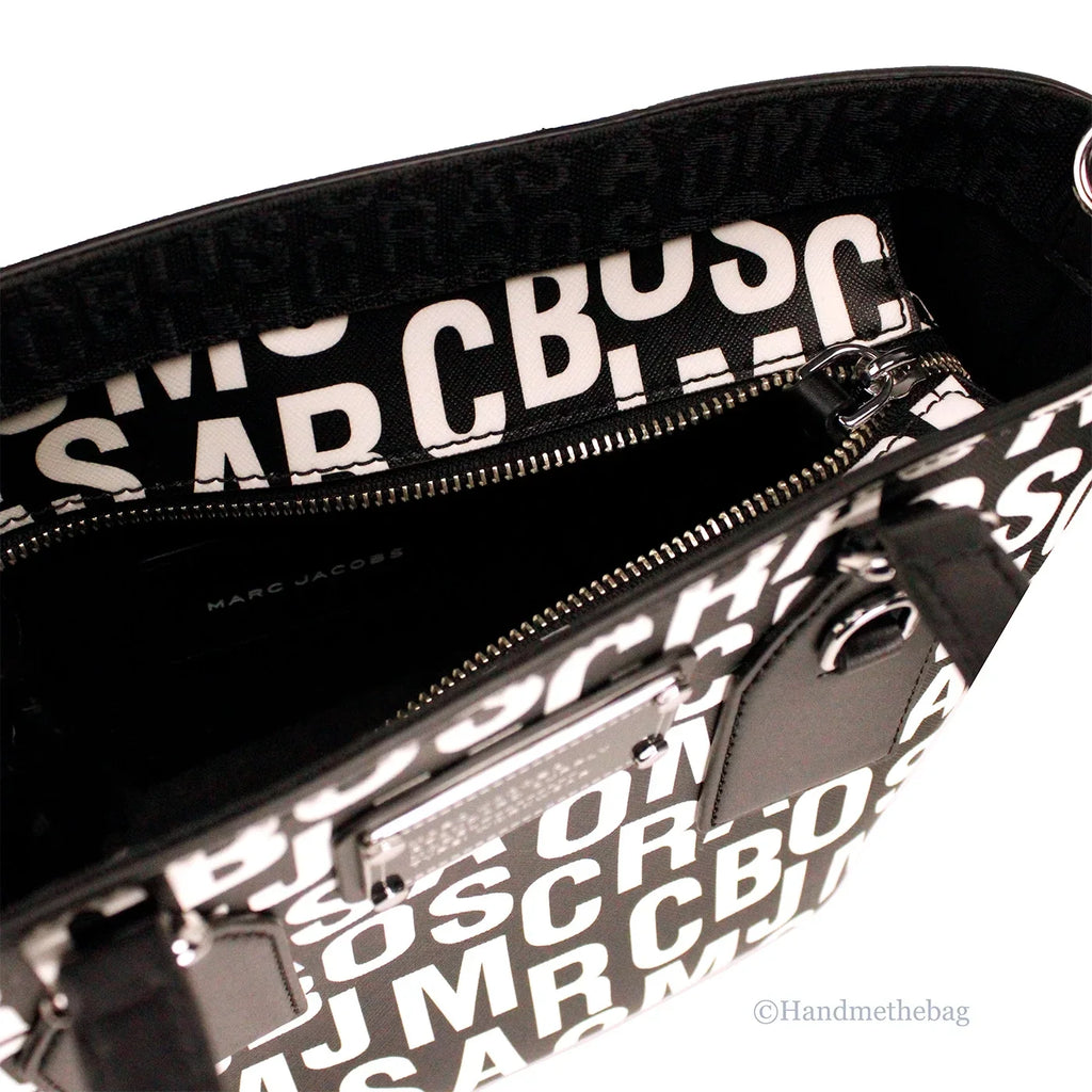 Jacobs Black Bag Monogram White Leather Tote Small Print Marc Crossbody Saffiano