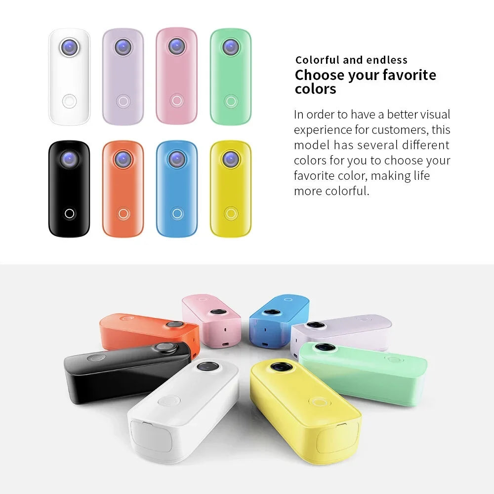 Connection Back Mini APP Waterproof Camera Action Clip with Camera Magnetic Waterproof WiFi Digital SJCAM Video Body Sharing Case 1080P/30fps Battery 30M Lanyard C100 Built-in