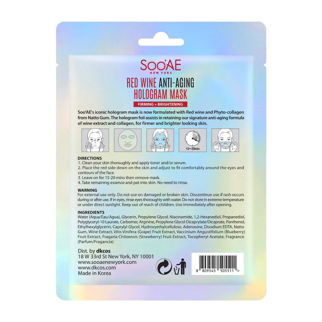 Glow Anti-Aging [12 Brighting To Skin, Mask Wra Antioxidants Mask Collagen And Hologram Hydrate Sheet Soo,Ae Restore Mask Facial Count] Beauty Face Premium Wine Firm, Brightening Korean Red Vegan
