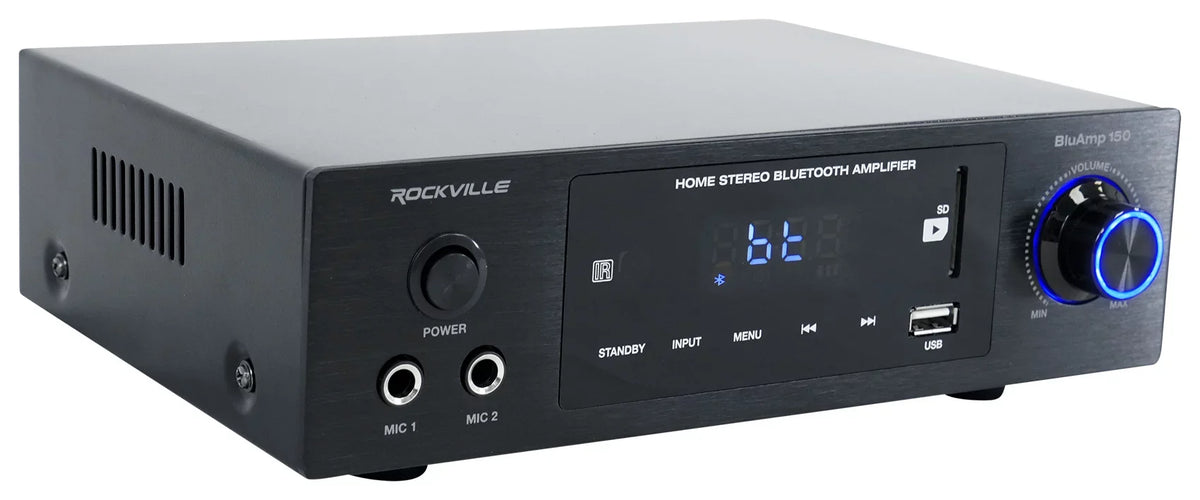 w/ Amplifier Bluetooth+(4) 150 BLUAMP Rockville Speakers+Stands Bookshelf 6.5"