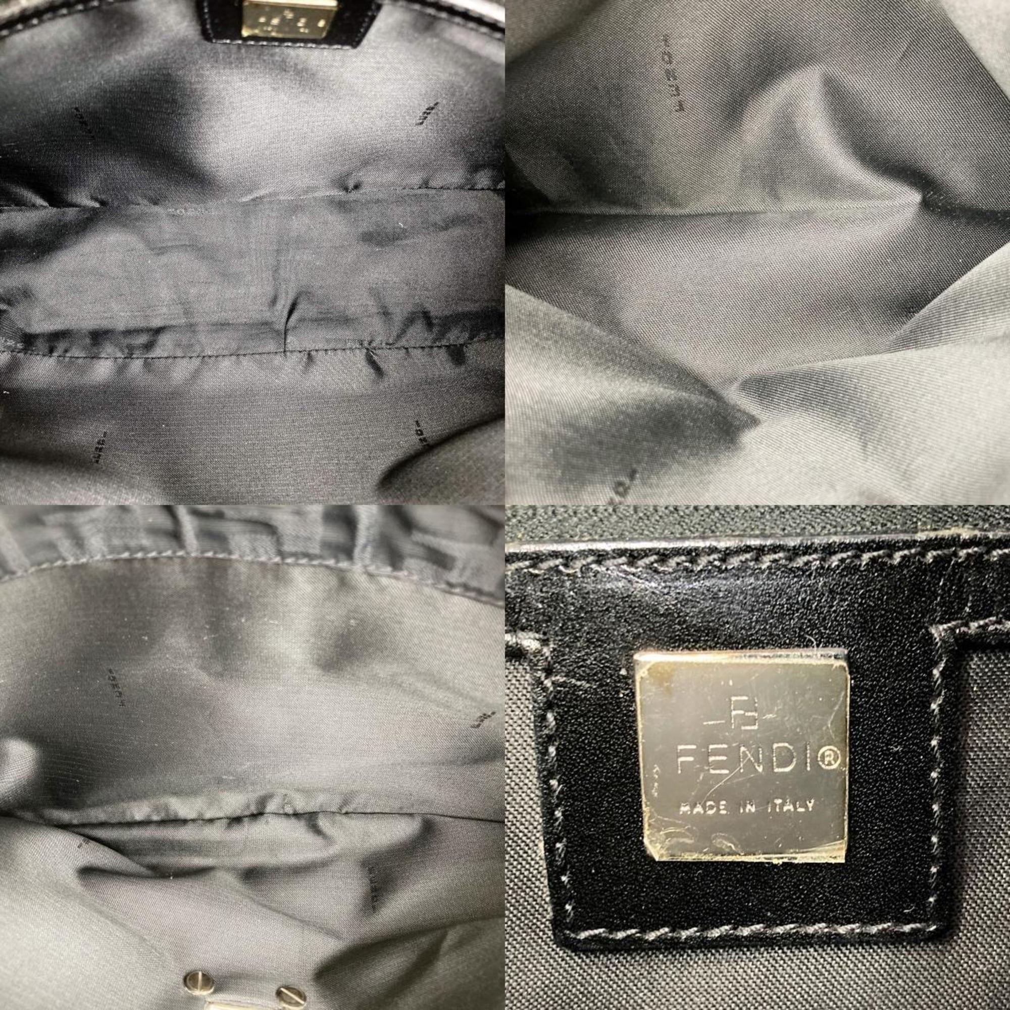 FENDI pattern nylon canvas handbag tote (Good) Zucca 15786 bag Pre-Owned black ladies