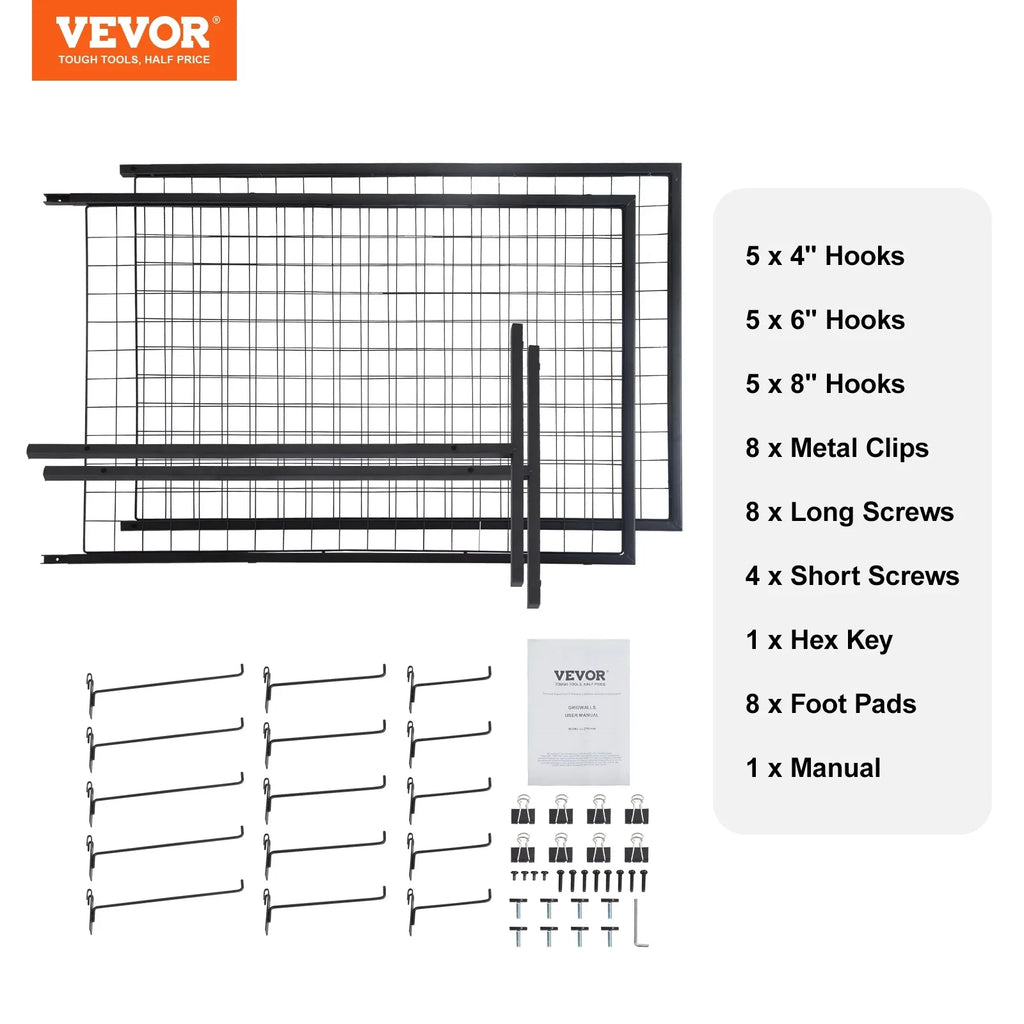 Extra Tower, Clips and for Panels Gridwall BENTISM Gridwall T-Base Grid Wire Display Art Hooks Shows, 2' 2 5.6' Racks Floorstanding, x Panels Packs Wall Double Side Display with Craft Retail with