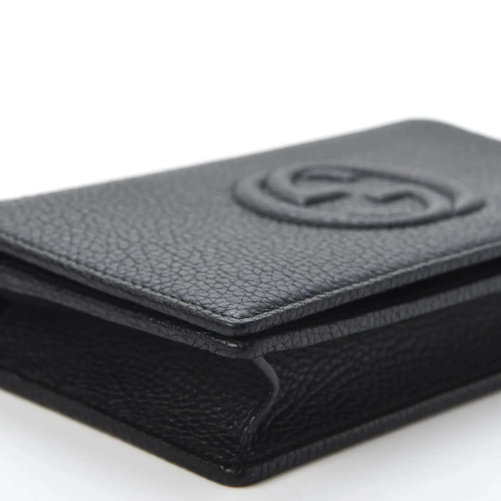 Gucci Bag Cross Leather Wallet Black Body on Soho Chain