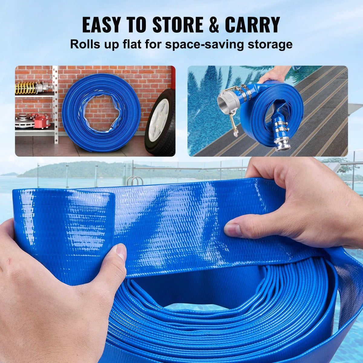 E with Aluminum Hose Discharge Disposal, Pool Backwash Water with Fittings Great Swimming Hose 50' joints, Camlock 2'' C for BENTISM Filter & x