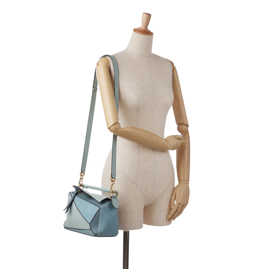 Pre-Owned Bag Small Leather (Good) Puzzle Calf Satchel Unisex LOEWE Authenticated Tricolor