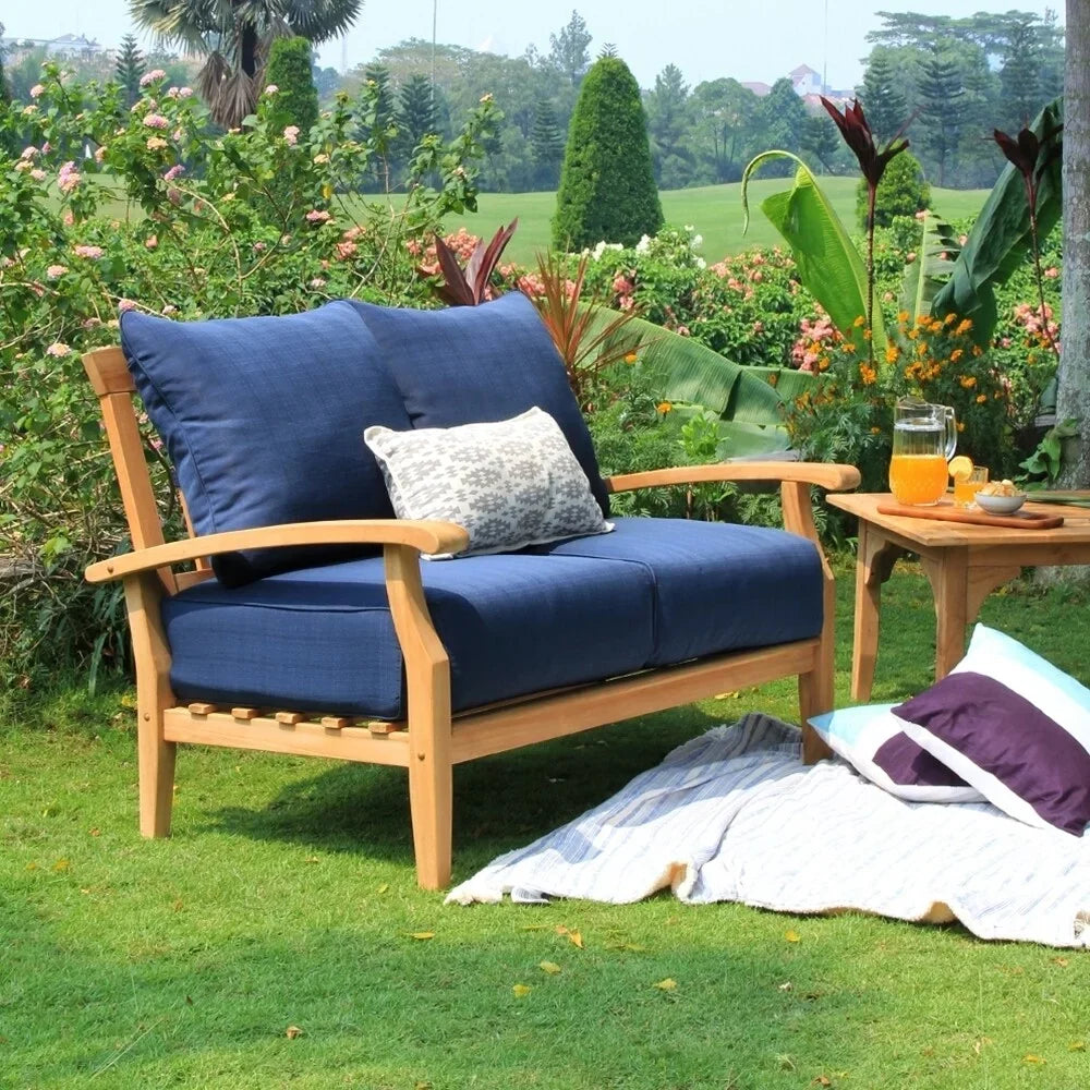 Cushion Cambridge Patio Casual Cushion Teak Plantation Loveseat Teak/Beige Leon with