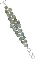 Boho Design Jewllery, Gift Handmade for 9" Chain Flower Plated Gemstone Length Silver Women, Fashion Designer Bracelet, Party Aquamarine