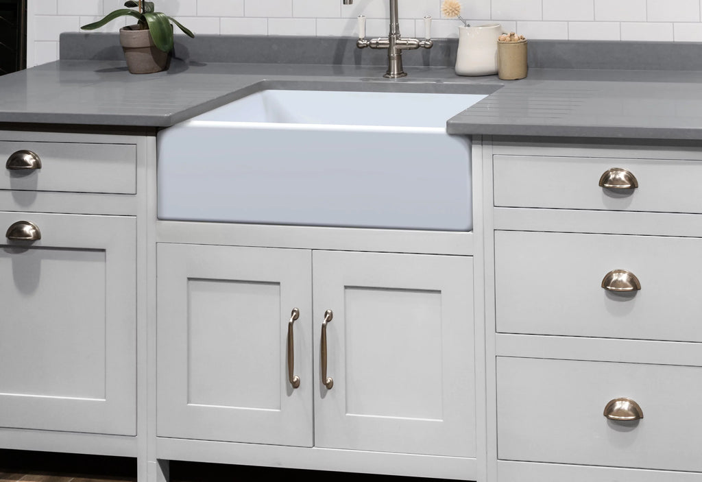 Farmhouse Fireclay Sink Bowl White Single Ostia Apron) (30” Kitchen Reversible ZUHNE