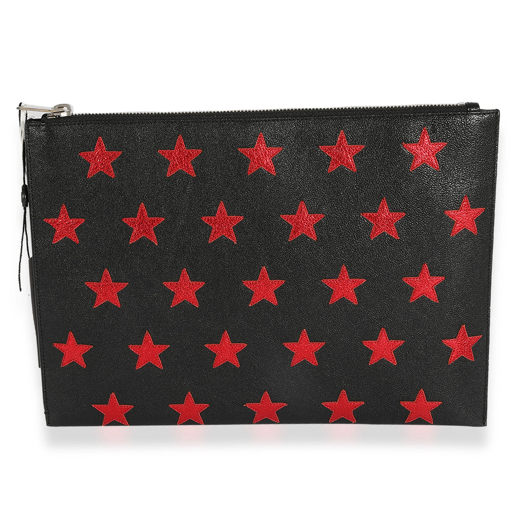 Saint Pre-Owned Leather Red Black Laurent & Star Clutch