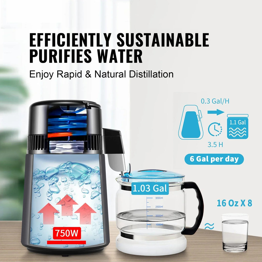 Countertop SKYSHALO Machine Interior Steel Purifier Stainless Water 4L Distiller