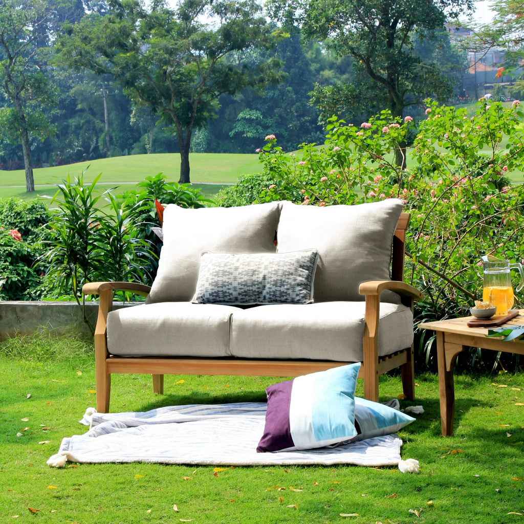 Cushion Cambridge Patio Casual Cushion Teak Plantation Loveseat Teak/Beige Leon with