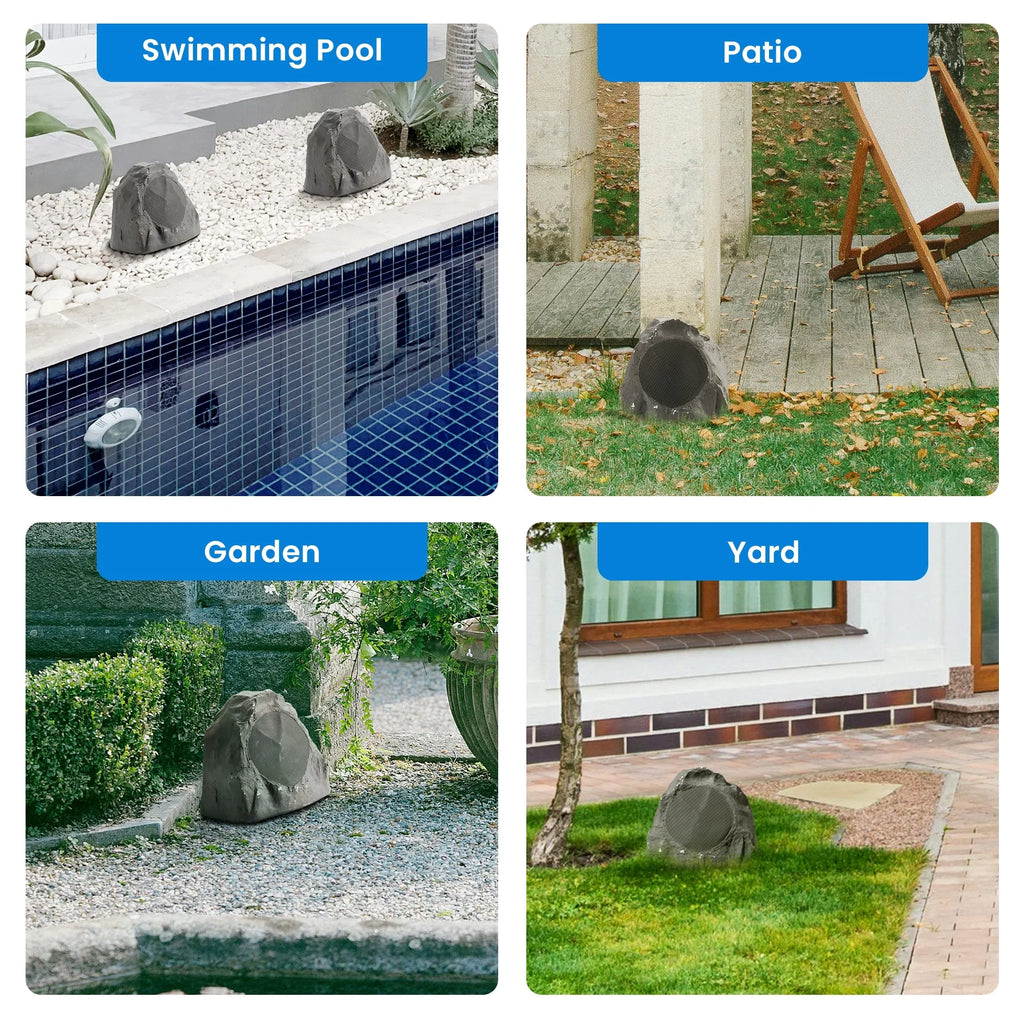 Pool Spa for Set Garden Speaker Rock 8R8SG 8 Theater 8" Deck Yard Solutions Slate Outdoor