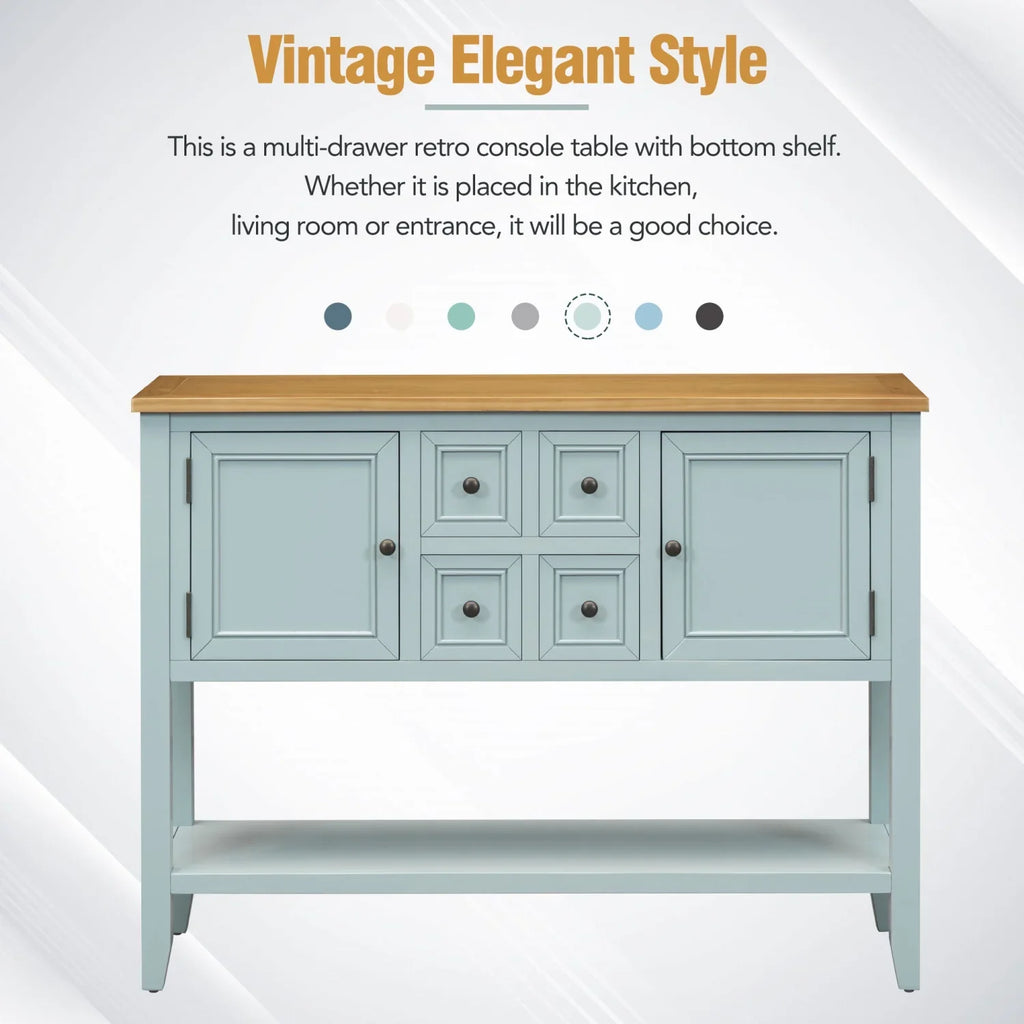 Drawers Kitchens Series with WF190263AAE) Living Shelf Vintage Console Rooms Ample Storage SKU (Antique Gray Small and TREXM Bottom Table for and Entrances OLD Four Cambridge