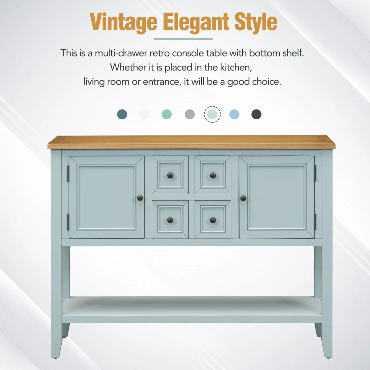 Drawers Kitchens Series with WF190263AAE) Living Shelf Vintage Console Rooms Ample Storage SKU (Antique Gray Small and TREXM Bottom Table for and Entrances OLD Four Cambridge