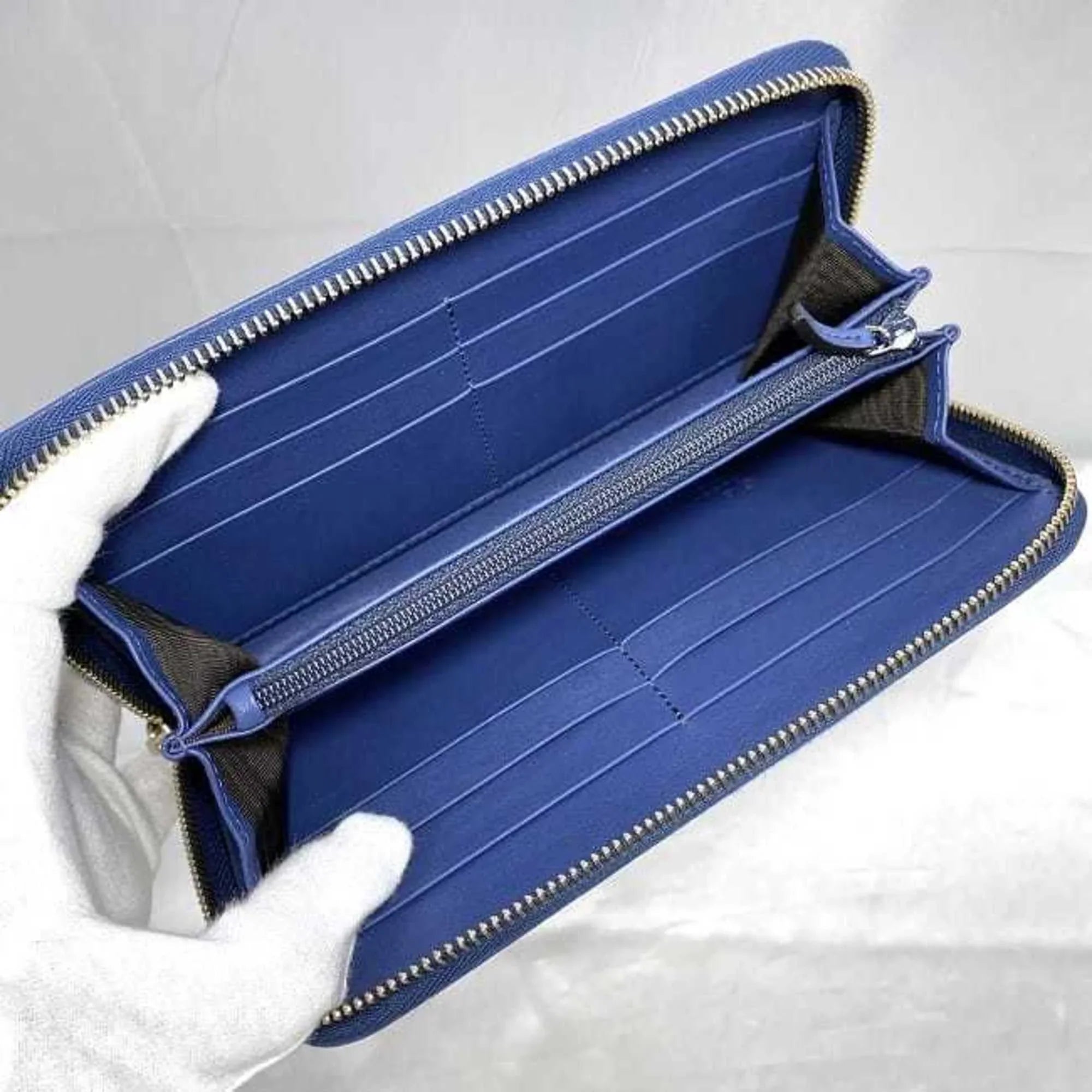 (Like Long 449391 Round Gucci Pre-Owned New) Leather Wallet GG GUCCI Navy Microsima