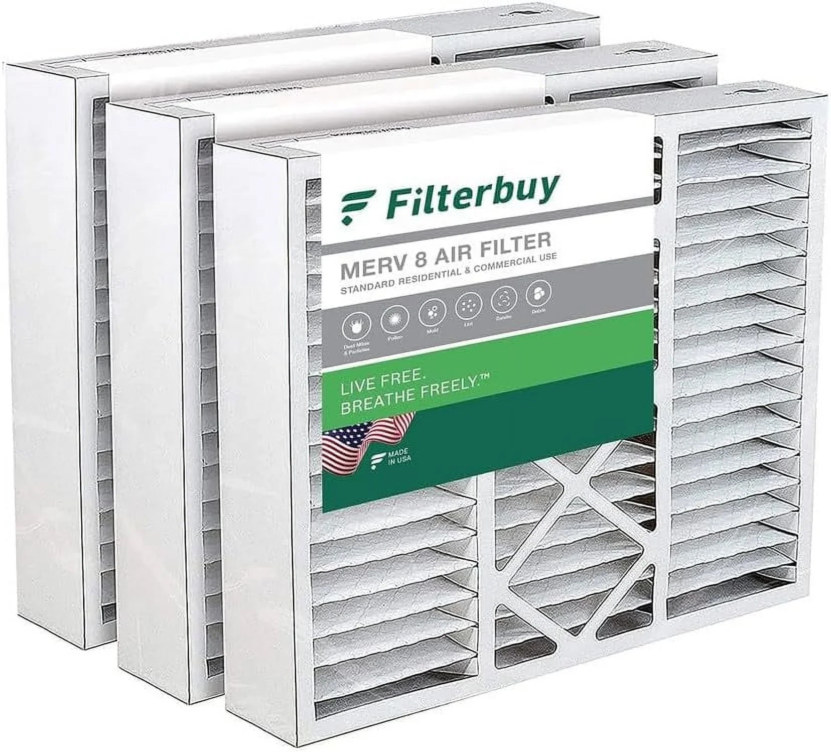Filterbuy for FC100A1011 Furnace (3-Pack) 20x20x5 Filters 8 oxygen and AC HVAC MERV Honeywell X0585 Pleated Lennox