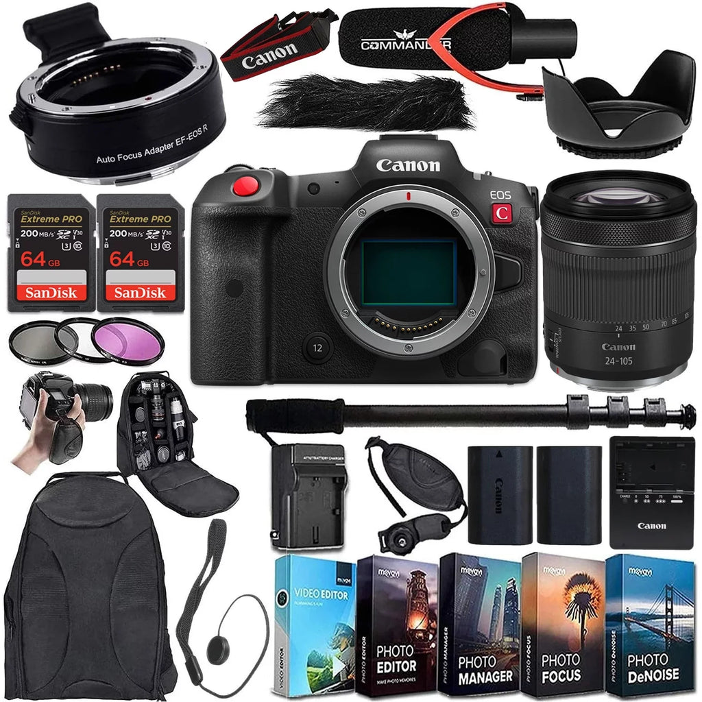 with Lens Camera 24-105mm Canon Mount Bundle R5 + STM Kit and EF-EOS Deluxe R C RF Adapter Mirrorless EOS Cinema Accessories
