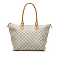 Saleya Damier Canvas Pre-Owned (Good) Bag Vuitton Azur White Tote Unisex MM Louis Authenticated