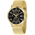 Chronograph - Tone Steel Black Stainless Adult Quartz Gold Epoca 100M Mens Watch, Dial Mesh