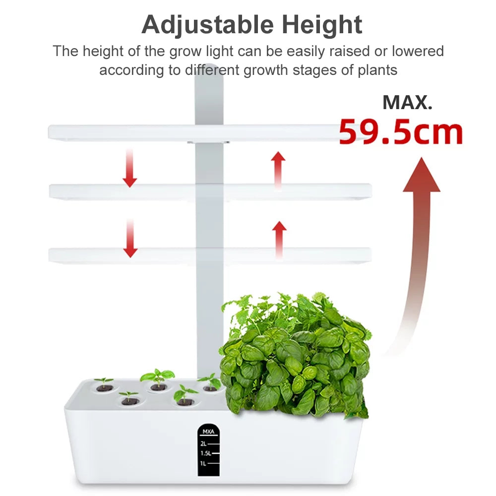 for Growing Lights 2L Pods Automatic Adjustable Height 15W Timing Water Grow LED with Kit 9 Office Tank Home Lixada Kitchen Indoor Hydroponics