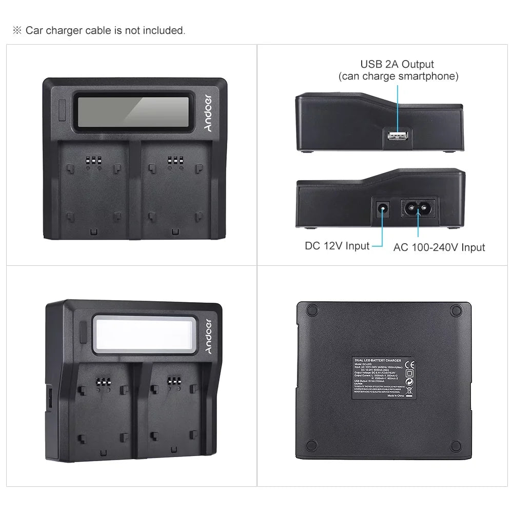 A9 Battery Replacement NP-FZ100 Dual A7III Channel A7RIII LCD Andoer A7SIII for