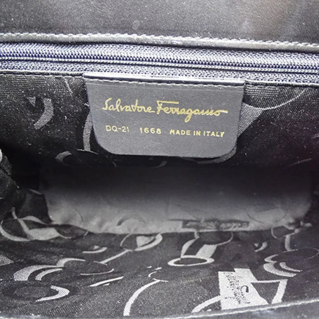 Ferragamo (Good) Pre-Owned Black Shoulder Salvatore Handbag Bag Ladies 2way
