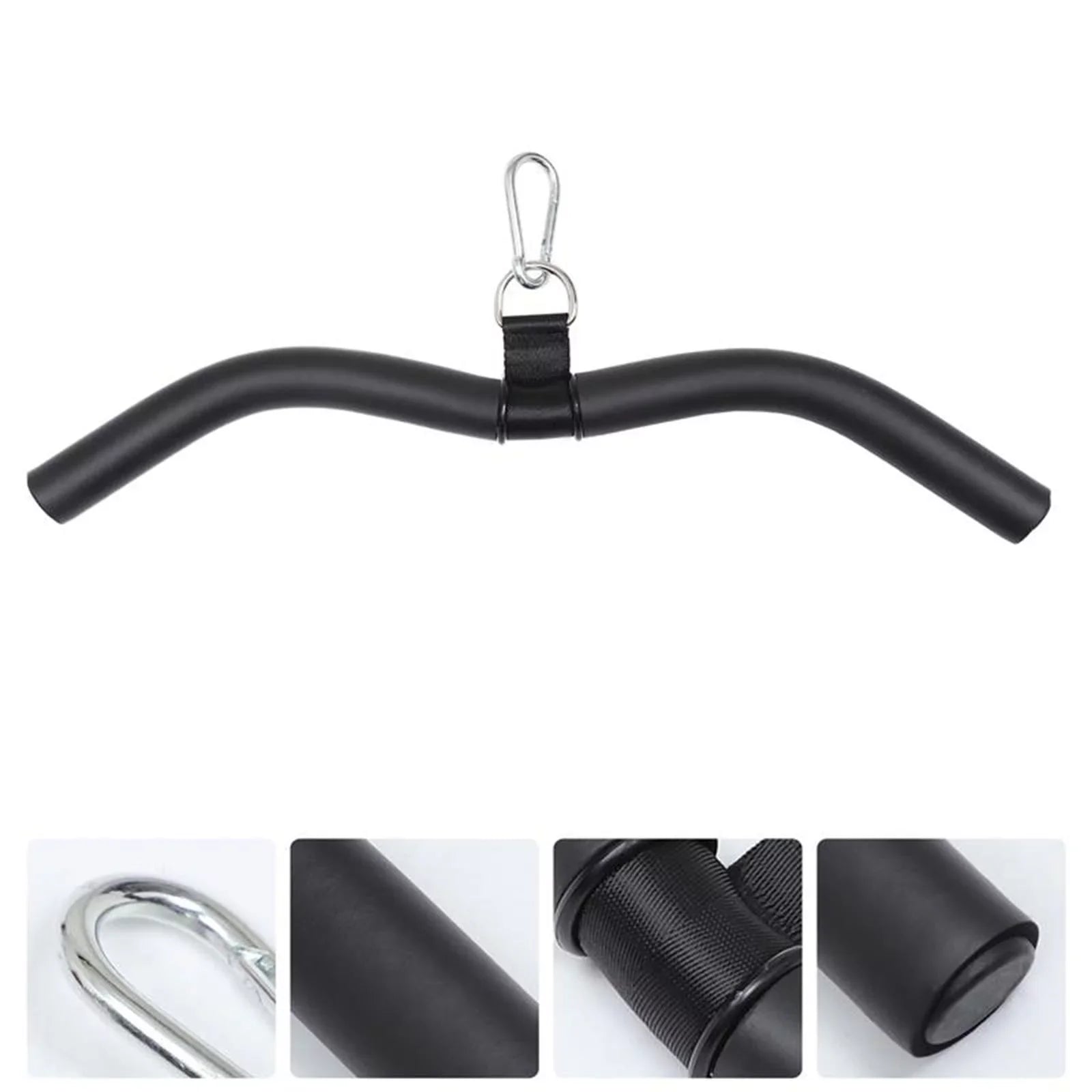 Gym, Training, Rubber Machine Pulldown Cable Attachment, Bar Full Handle Strength Rotation Body for LAT with Workout, and Bar
