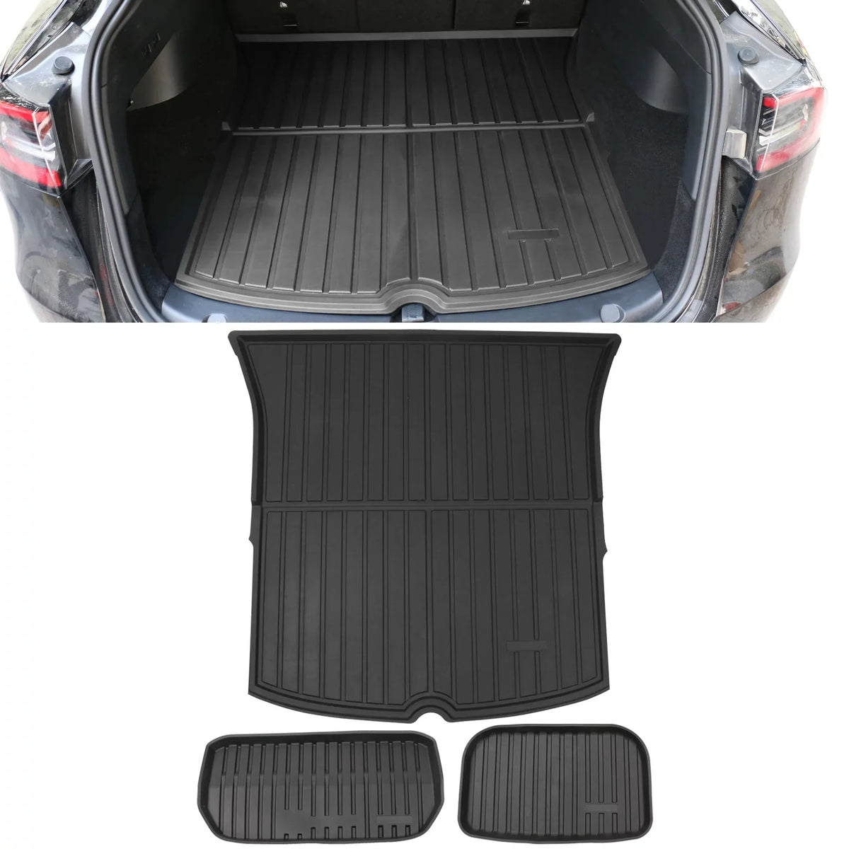 Waterproof TPE Mat Ikon Liner 2020-2023 Injection Cargo All Frunk Weather Model Anti-Slip Storage with Compatible Trunk Accessories Tesla Under Trunk Y Cargo Mats Interior Liner Black Motorsports