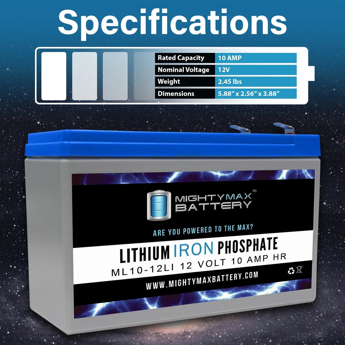 Battery - VX-1Pro Compatible Marcum Lithium 3 10AH 12V Pack with Replacement