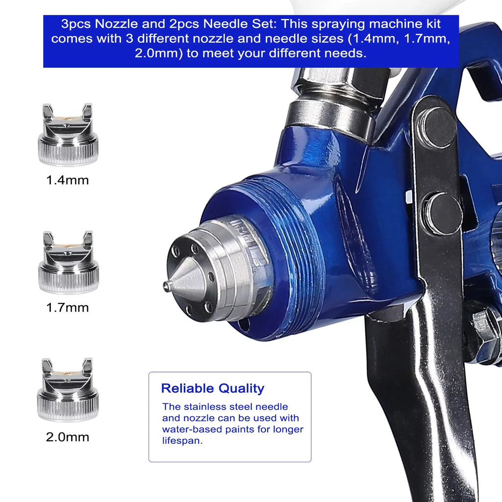 Large Repairing Paint HVLP Spraying Steel Car oxygen Airbrush Stainless Device Tool Set, Paint Sprayer, Pinnaco Kit, Capacity Auto
