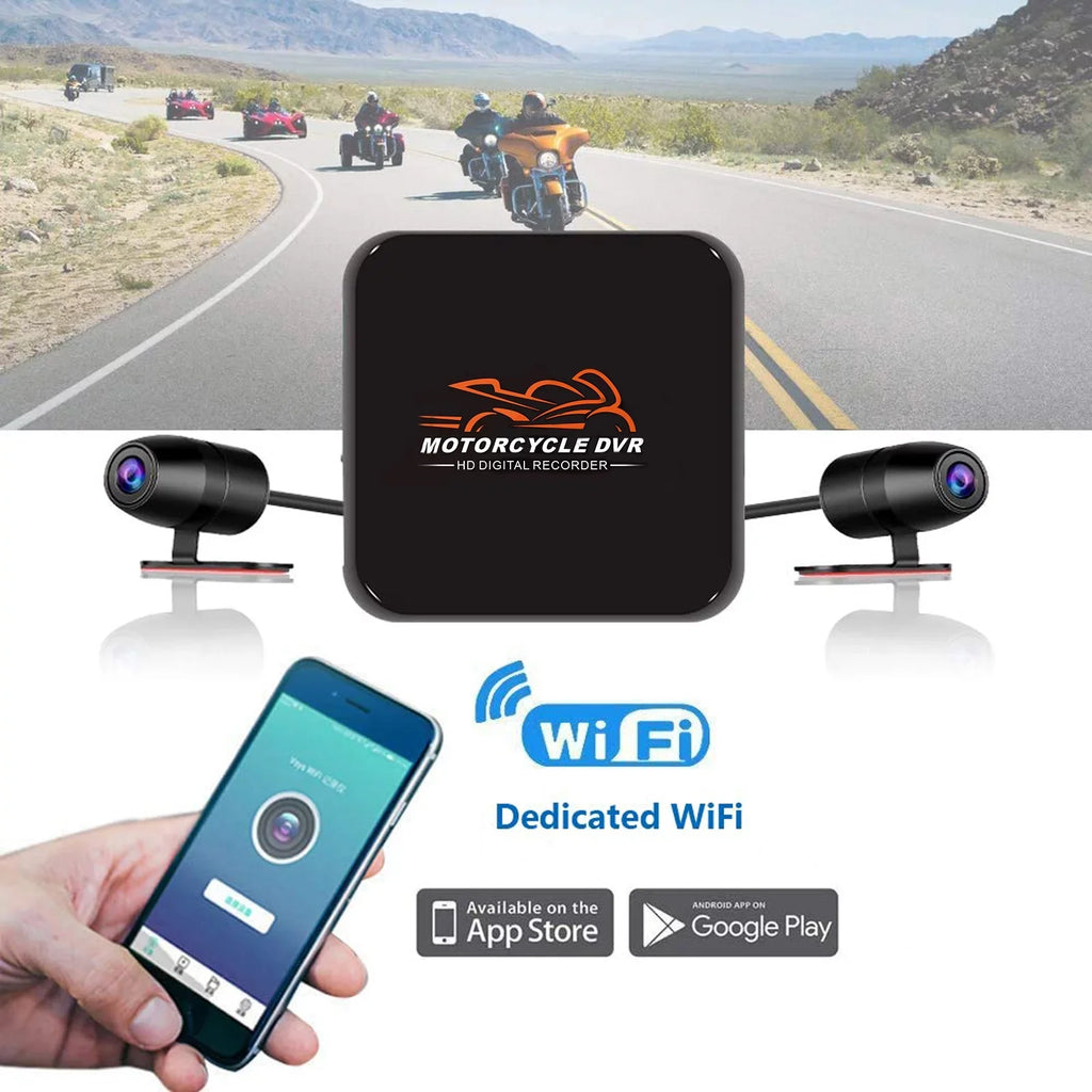 No 1080P VSYSTO & Channels Recording, Cam, G-sensor 2 Front Loop Motorcycle Angle Video Recorder, Camera Wide WiFi Screen HD Dash Rear Vision Driving Night 130°