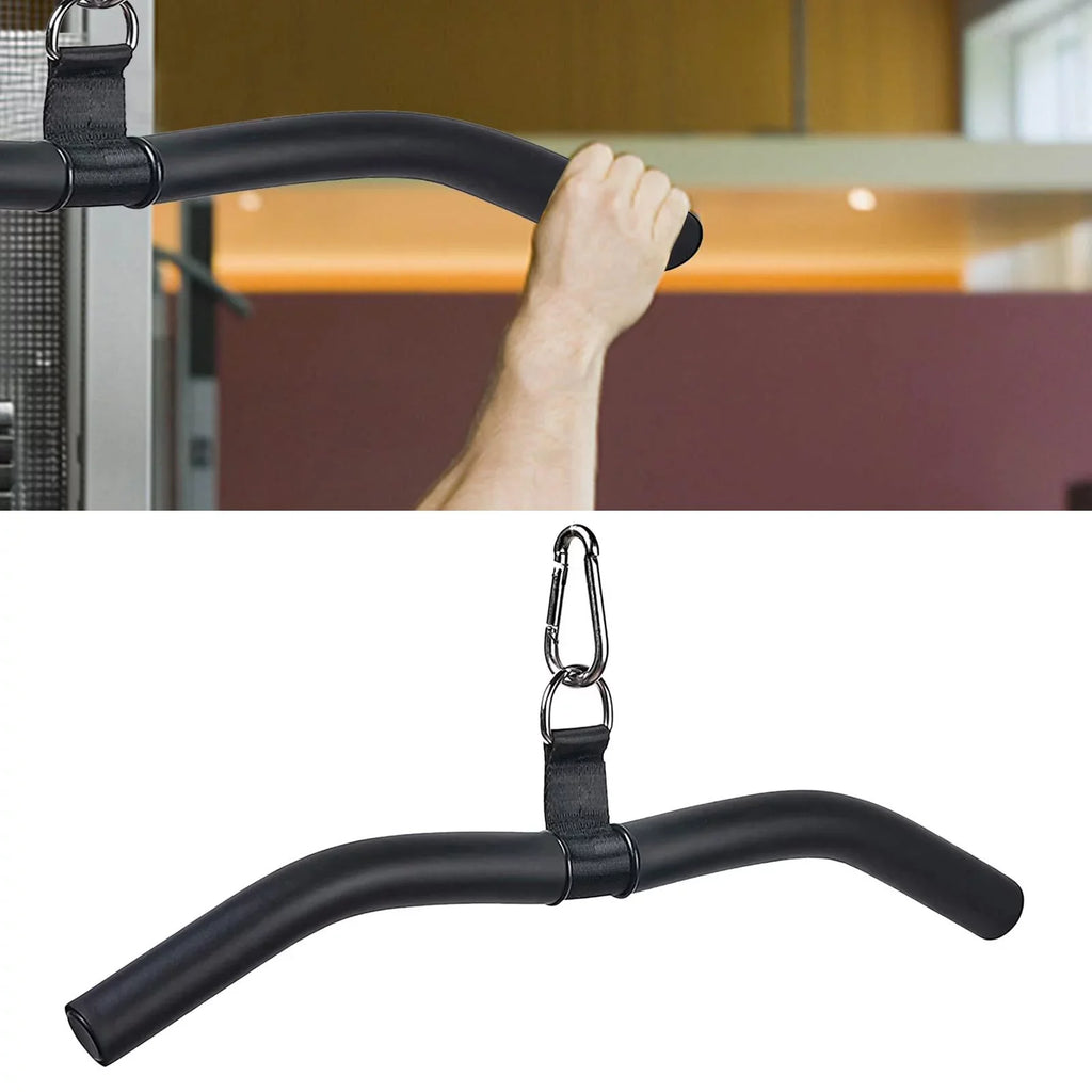 Gym, Training, Rubber Machine Pulldown Cable Attachment, Bar Full Handle Strength Rotation Body for LAT with Workout, and Bar