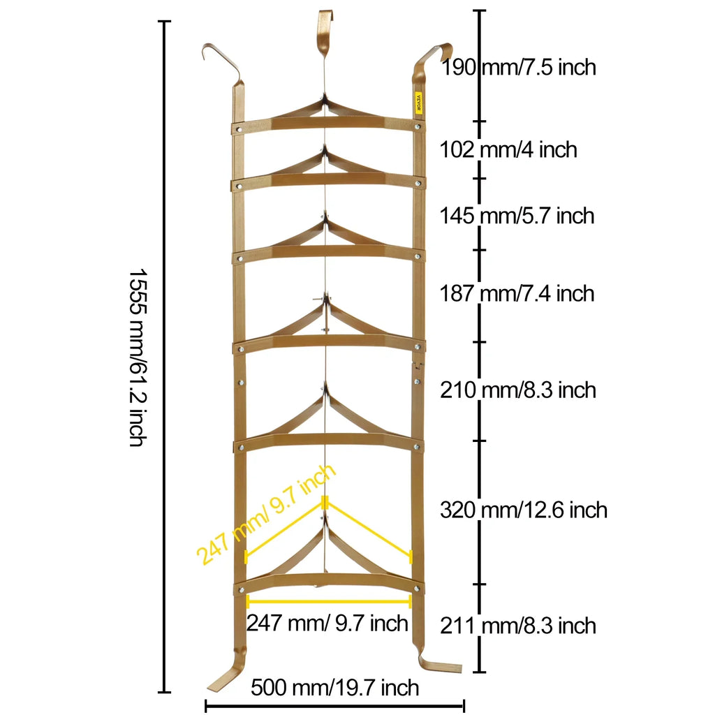 Pans, Cookware Pots, SKYSHALO Copper Cookware Carbon Kitchen Rack Shelf, Rack, Stand, 6-Tier Baskets Unassembled Storage Steel Pot Corner Cookware Storage Tower, for Multi-Layer Kettles 61-inch Shelf