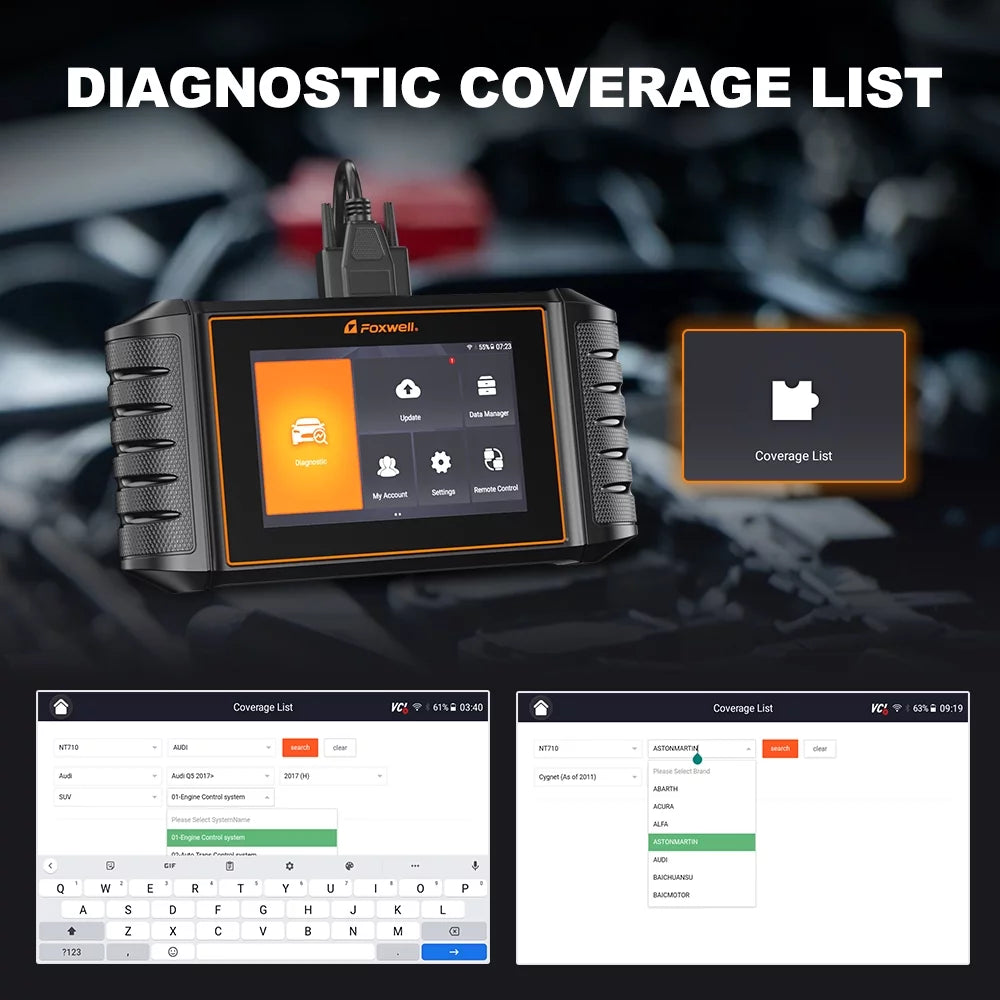 Bi-Directional Automotive Tool NT710 Scanner Scanner Code System OBD2 Scanner Car Scan Analyzer Control 30+ Auto Automotive Service Wireless Reader Diagnostic Automotive Foxwell Reset Scanner Full