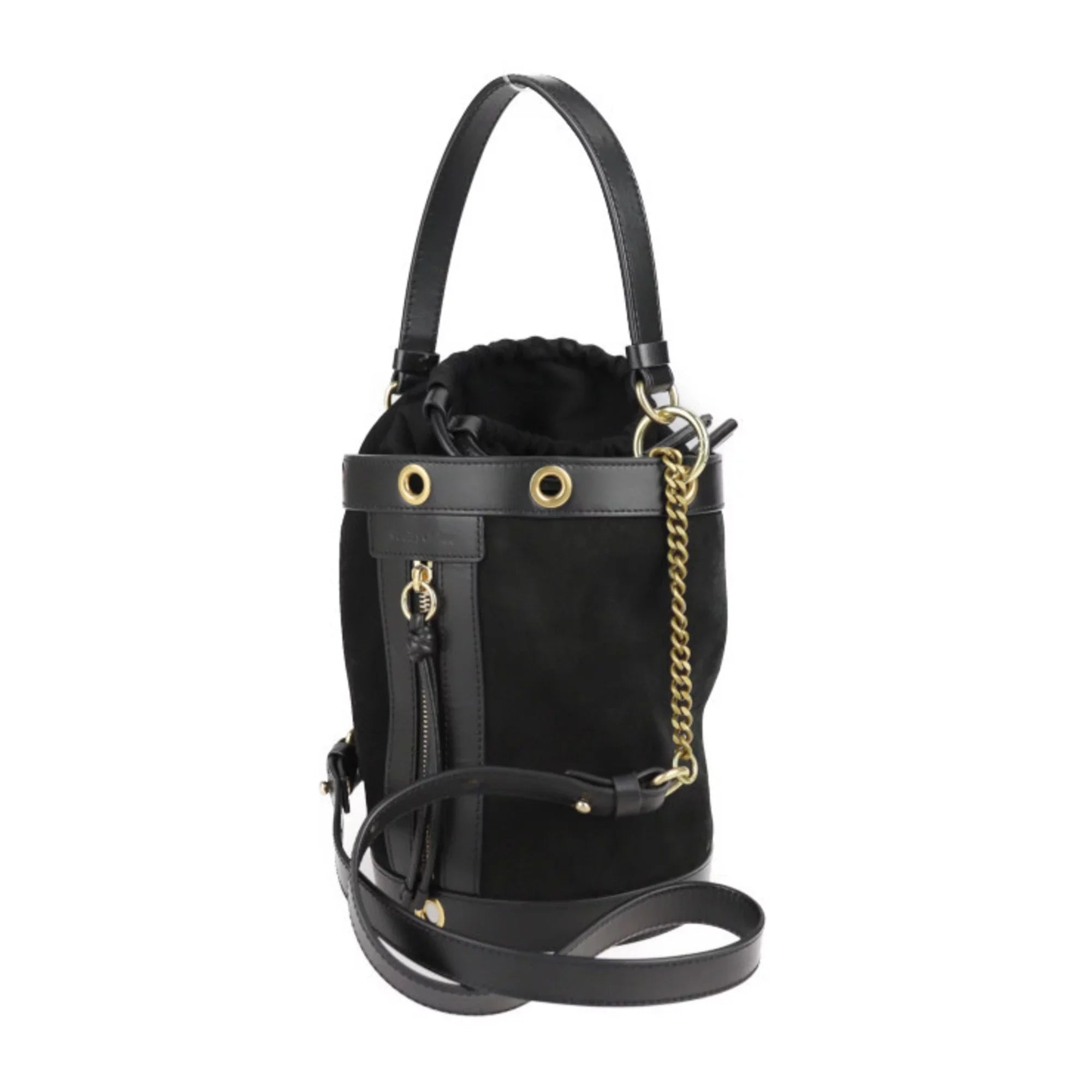 BY (Good) sea Chloe fittings handbag Chloé tote Debbie leather 2WAY CHLOE Pre-Owned bag suede shoulder See metal gold SEE by black by