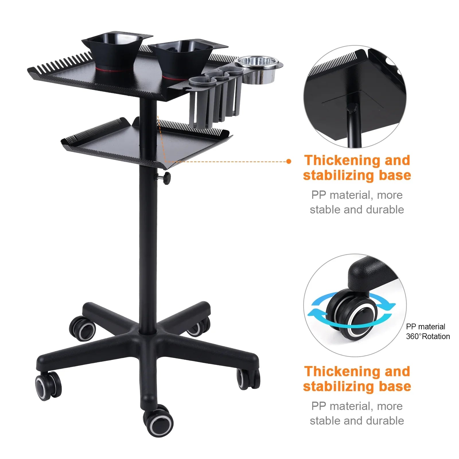2 Salon Wheels Cart Movable Hair Stand Beauty Clinic Salon Cart Salon Cart With Stand Trolley,Station Movable Hair Salon 2-tier Adjustable Salon Adjustable Adjustable On Hair Beauty 2 Salons Bestauty