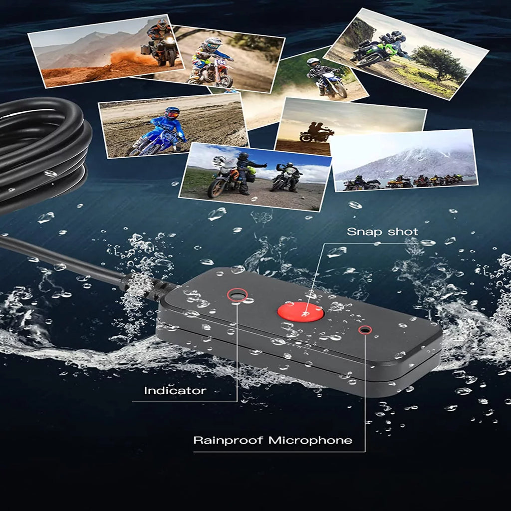 GPS Camera Waterproof Camera Wide HD with Waterproof Motorcycle 1080P Dash Front Wi-Fi, Angle and Lens Rear 120° Recording