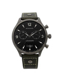 Pre-Owned Green Heritage Quartz Gunmetal Steel Dial 3650029 Watch Movado Leather Black