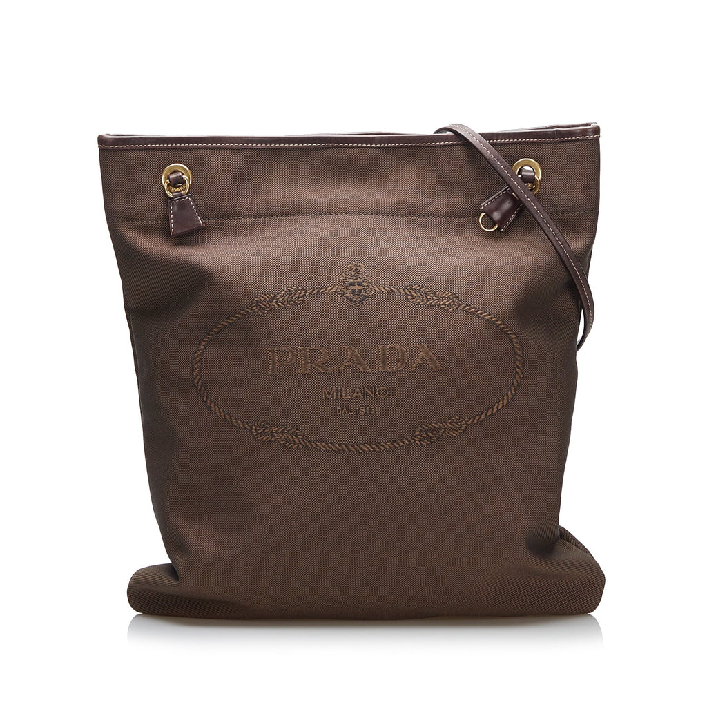 Fabric Crossbody Logo (Good) Unisex Brown Prada Crossbody Bag Authenticated Canapa Canvas Pre-Owned