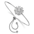 Sterling 925 Auriga Women Floral for CZ Adjustable Silver Rhodium-plated Bolo Bracelet