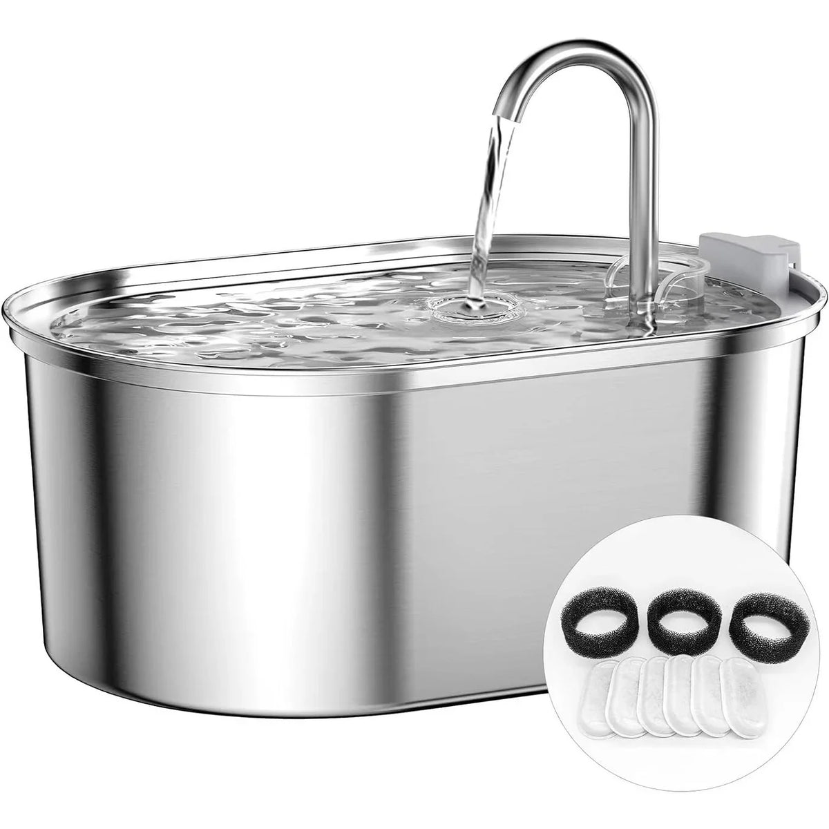 Stainless Filter - Fountains Steel with Carbon and Sponge Drinking Cat Pump,with Quiet for 3pcs 6pcs