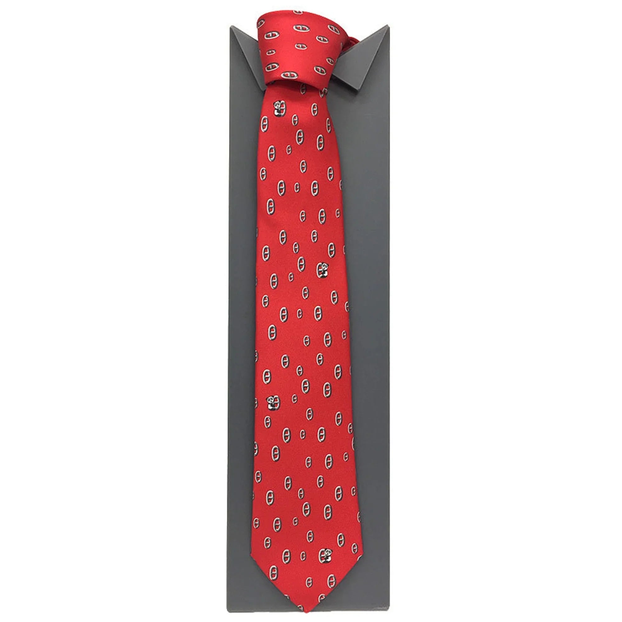 Twill HERMES Chaine Men's Silk Tie Pre-Owned Panda New) (Like Red Hermes d'Ancre