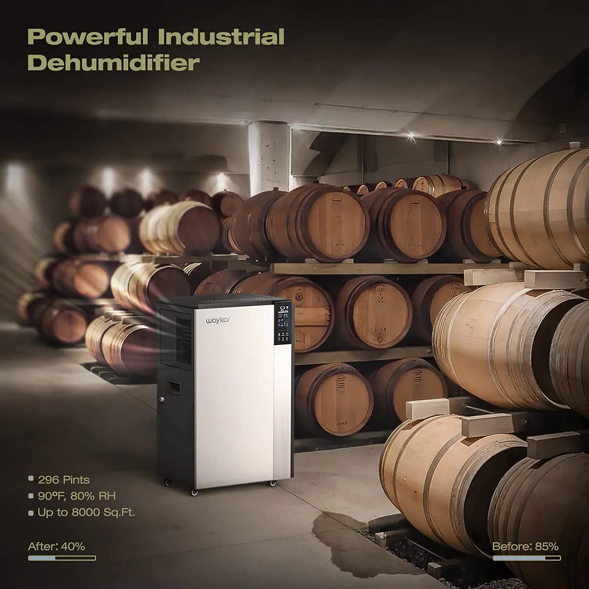 Compact, Waykar Dehumidifier movable, Basements, Water Spaces, Commercial Starting Hose Auto Memory Unit, Crawl with Pint, drain for 296 Industry Defrost, Damage
